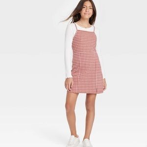 Girls' 2 For 1 Knit Slip Dress - art class Brown/Pink